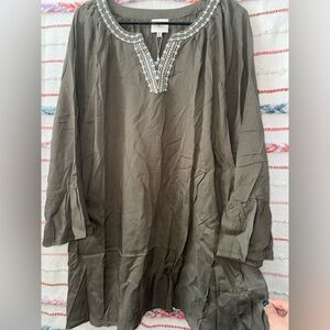 Hayden Dark Olive Embroidered Tunic